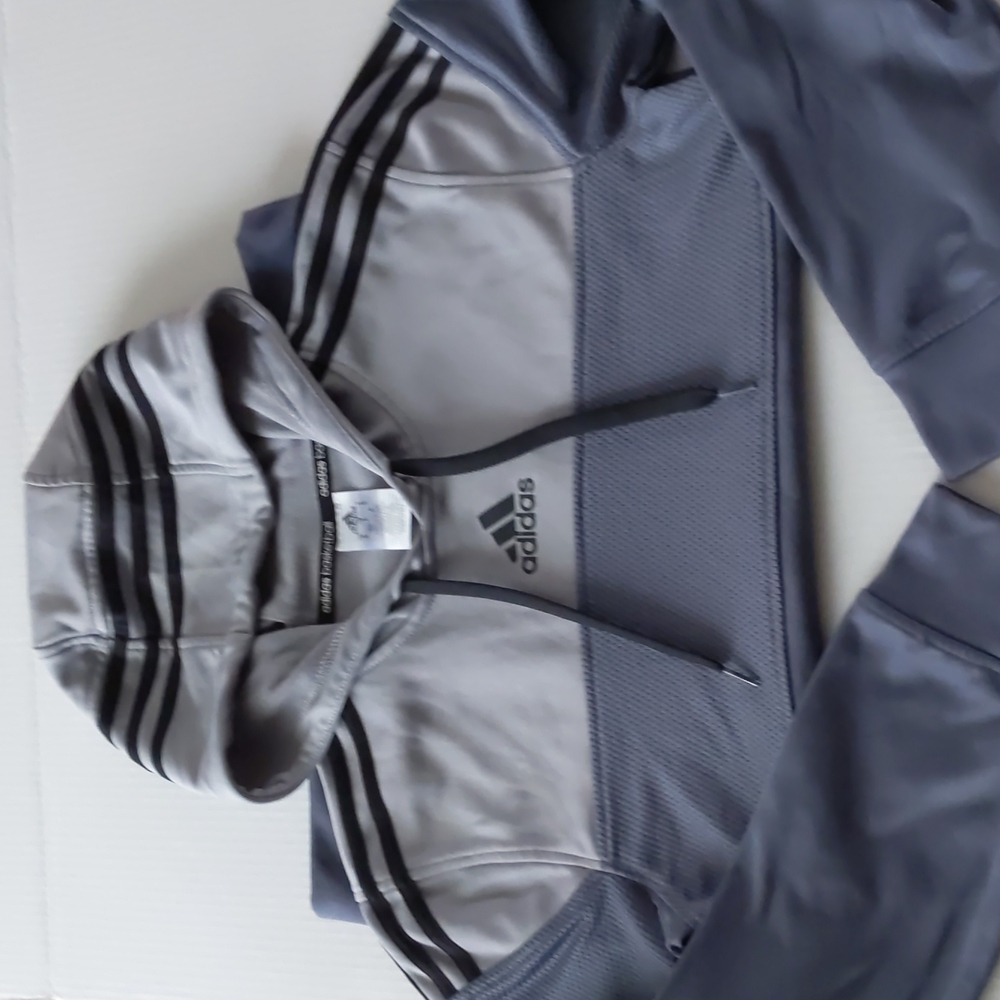 Adidas Basketball Grey Hooded Pullover Size S